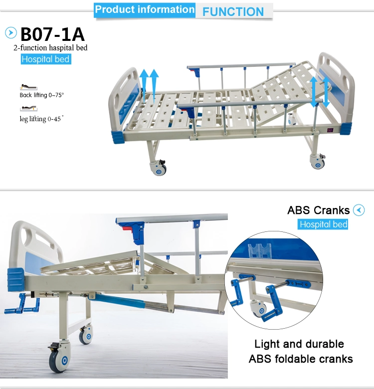 Manufacture Cheap Price Two-Cranks Manual Home Care Nursing Hospital Bed